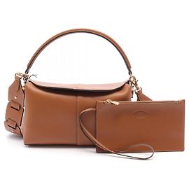 Tod's Leather T Case Handbag Brown Brown