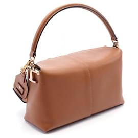 Tod's-Tod's Leather T Case Handbag Brown-Brown