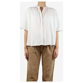 Vince Camisa de lino blanca con botones - talla S Blanco