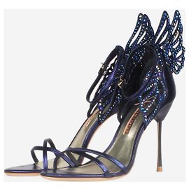 Sophia webster Dark blue bejewelled wing sandal heels - size EU 40 Blue