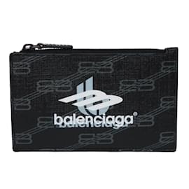 Balenciaga-Balenciaga Coin Case BB Monogram Cash Card Holder-Brown,Black,White
