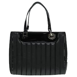 Christian Dior-Christian Dior Hand Bag Leather Canvas 2way Black Silver Auth 89612-Black,Silvery