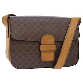 Céline-CELINE Macadam Canvas Shoulder Bag PVC Brown Auth bs18084-Brown