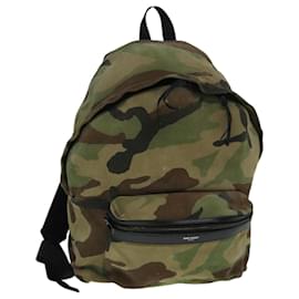 Saint Laurent-SAINT LAURENT Camouflage Backpack Suede Canvas Green Black Auth bs18044-Black,Green