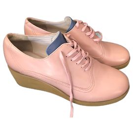 Mules de cuña de cuero Jil Sander rosa Rosa