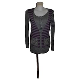 Pinko Pullover Grau Dunkelviolett