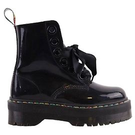 Dr. Martens Botas de cuero charolado con cordones Negro