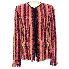 Etro Pink / Gold Tweed Strickjacke Pink