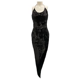 Vestido assimétrico preto com paetês de halter de Alexandre Vauthier Preto
