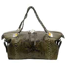 Gucci-Gucci Green Python Bamboo Bar Bag-Green