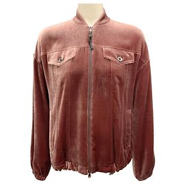 Mauve Samt Bomberjacke von Brunello Cucinelli Lila