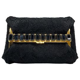 Clutch de renda preta e pedras da Dolce & Gabbana Preto