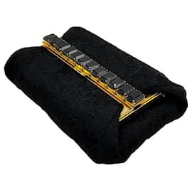 Dolce & Gabbana-Dolce & Gabbana Black Lace and Stones Frame Clutch-Black