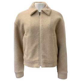 Peserico Easy Beige Wool Boucle Zip Front Jacket Beige