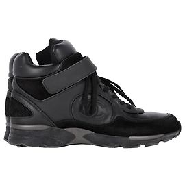 Sneakers alte Chanel CC in pelle nera e camoscio Nero