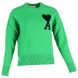 Grüner Wollpullover mit Rundhalsausschnitt von Ami De Coeur Grün