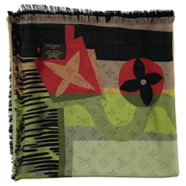 Louis Vuitton-Louis Vuitton Logo Monogram Jungle Fever Printed Silk & Wool Scarf - '10s-Multiple colors