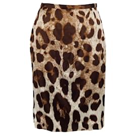Dolce & Gabbana-Dolce & Gabbana Leopard Print Skirt - '10s-Brown