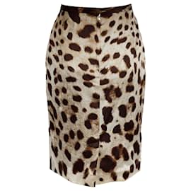 Dolce & Gabbana-Dolce & Gabbana Leopard Print Skirt - '10s-Brown
