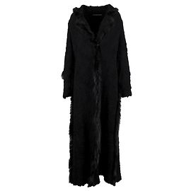 Cappotto lungo Roberto Cavalli Class con pelliccia - anni 2000 Nero