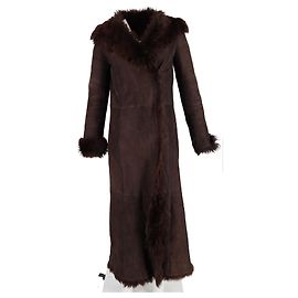 Abrigo de shearling Joseph Long en piel marrón Castaño Roja