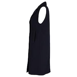 Sandro-Sandro Paris Double-Breasted Sleeveless Coat in Navy Blue Wool-Blue,Navy blue