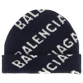 Gorro de lã preta com logo Balenciaga Preto