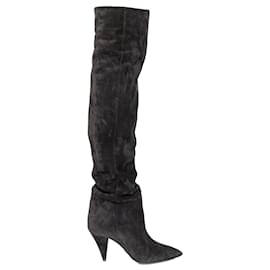 Saint Laurent-Saint Laurent Era 85 Over-the-Knee Suede Boots - '10s-Black
