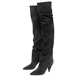 Saint Laurent-Saint Laurent Era 85 Over-the-Knee Suede Boots - '10s-Black