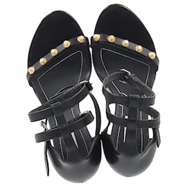 Balenciaga-Balenciaga Sandals With Gold Studs in Black Leather-Black