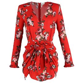 Robe Mini Drapée Lesina en Soie Rouge de Magda Butrym Autre
