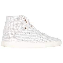 Balenciaga-Balenciaga Perforated High-Top Sneakers in White Leather-White