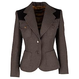 Dolce & Gabbana-Dolce & Gabbana Houndstooth Wool and Corduroy Jacket - '10s-Brown