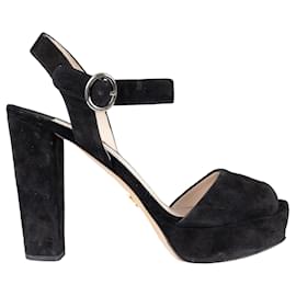 Prada-Prada Suede Open-toe Heels - '10s-Black