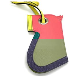 Hermès-Hermes Leather Bag Charm Keychain-Pink