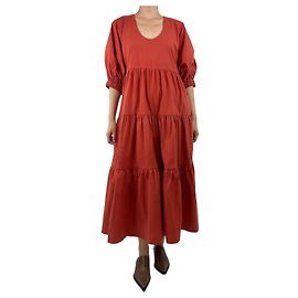 Marc by Marc Jacobs Rust cotton-blend tiered midi dress - size S Red