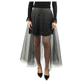 Elie Saab Saia midi de tule preta com studs - tamanho UK 10 Preto