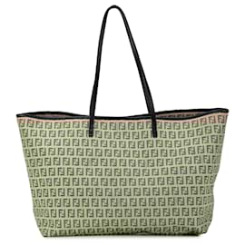 Fendi-Fendi Brown Zucchino Canvas Tote-Brown,Light brown
