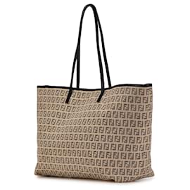 Fendi-Fendi Brown Zucchino Canvas Tote-Brown,Light brown