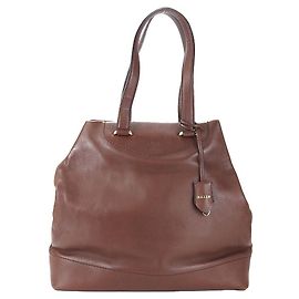Bally Leather Tote Bag Brown Brown