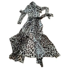 Dolce & Gabbana Robe longue en soie imprimé léopard Imprimé léopard