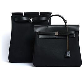 Hermès Herbag Black Canvas Leather Back Pack x2 Pristine Hermes Black