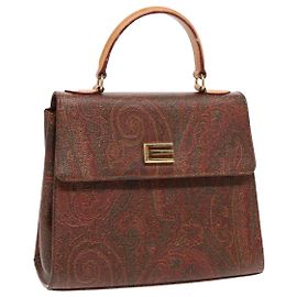 ETRO Paisley Handtasche aus braunem Leder Auth am6904 Braun