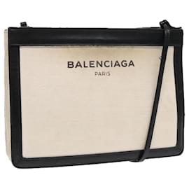 Balenciaga-Sac à épaule BALENCIAGA en toile argentée et blanche 339937 Auth bs18024-Argenté,Blanc