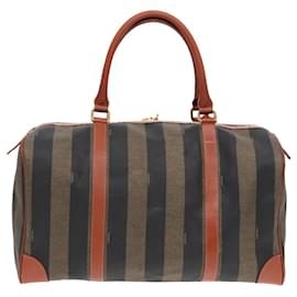 Fendi-Sac Boston en toile Pecan FENDI marron noir or Auth yk14862-Marron,Noir,Doré
