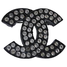 Chanel-CHANEL Stone Brooch metal Silver CC Auth 89004-Silvery