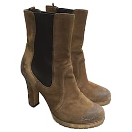 Prada-PRADA Ankle boots T.EU 36.5 Suede-Beige