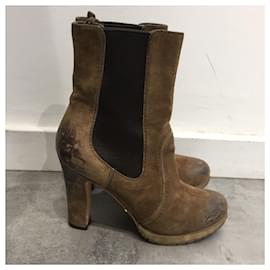 Prada-PRADA Ankle boots T.EU 36.5 Suede-Beige