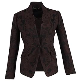 Gucci-Gucci 2010s Floral-Jacquard Blazer in Brown Wool-Brown,Red
