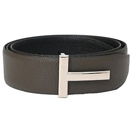 Cinturón reversible T-Icon de Tom Ford en cuero oliva Verde Verde oliva